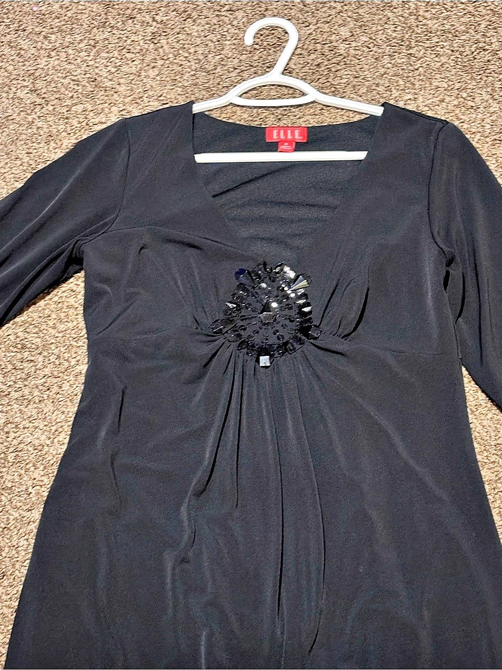 ELLE Black Embellished Long Sleeve Size Medium Like New